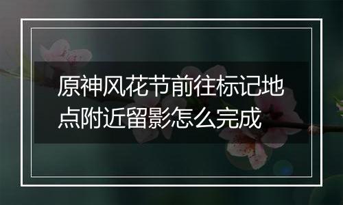 原神风花节前往标记地点附近留影怎么完成