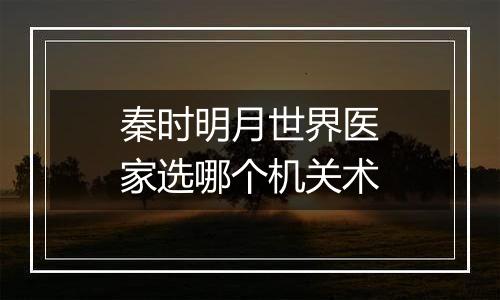 秦时明月世界医家选哪个机关术