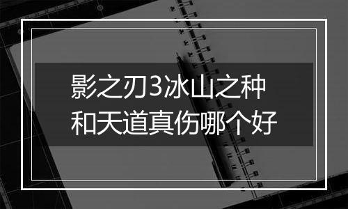 影之刃3冰山之种和天道真伤哪个好