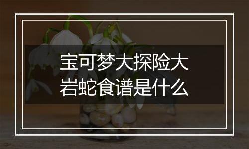 宝可梦大探险大岩蛇食谱是什么
