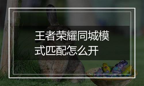 王者荣耀同城模式匹配怎么开