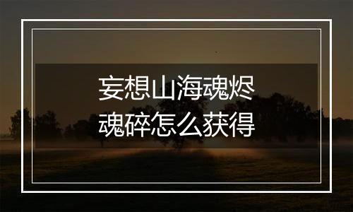 妄想山海魂烬魂碎怎么获得