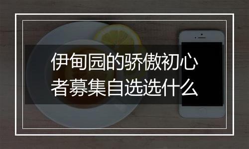 伊甸园的骄傲初心者募集自选选什么