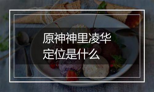 原神神里凌华定位是什么