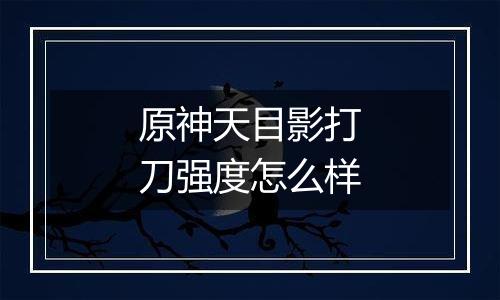 原神天目影打刀强度怎么样