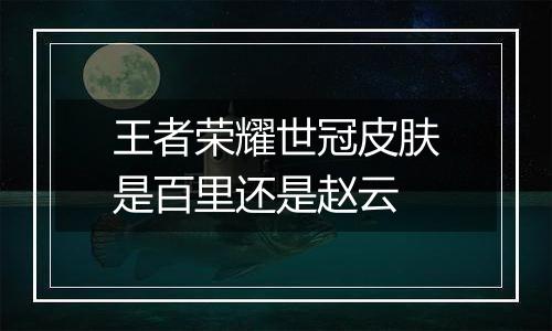 王者荣耀世冠皮肤是百里还是赵云