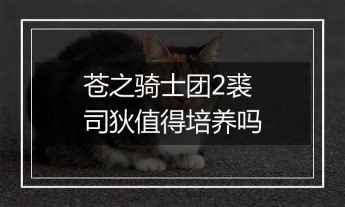 苍之骑士团2裘司狄值得培养吗