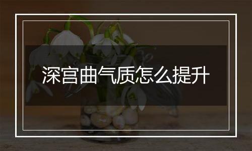 深宫曲气质怎么提升