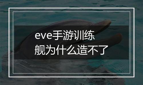 eve手游训练舰为什么造不了