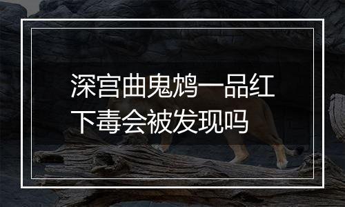 深宫曲鬼鸩一品红下毒会被发现吗