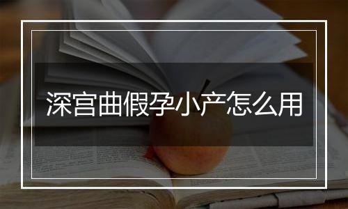 深宫曲假孕小产怎么用