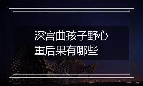 深宫曲孩子野心重后果有哪些