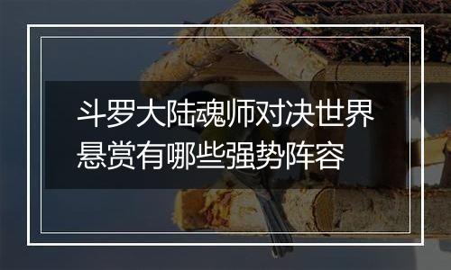 斗罗大陆魂师对决世界悬赏有哪些强势阵容