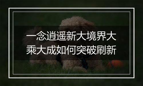 一念逍遥新大境界大乘大成如何突破刷新