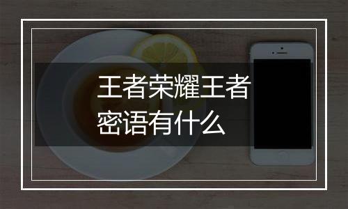 王者荣耀王者密语有什么