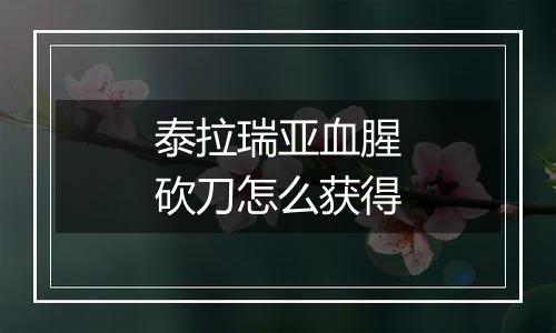 泰拉瑞亚血腥砍刀怎么获得