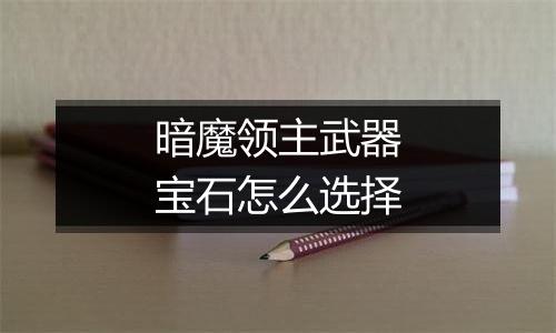 暗魔领主武器宝石怎么选择