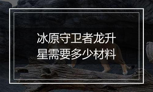 冰原守卫者龙升星需要多少材料