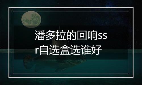潘多拉的回响ssr自选盒选谁好