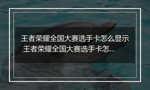 王者荣耀全国大赛选手卡怎么显示 王者荣耀全国大赛选手卡怎么获得