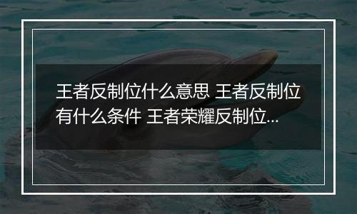王者反制位什么意思 王者反制位有什么条件 王者荣耀反制位介绍