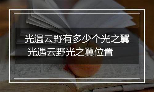光遇云野有多少个光之翼 光遇云野光之翼位置