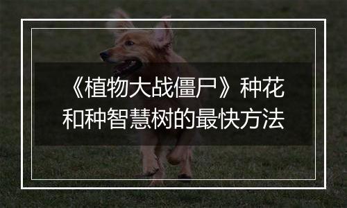 《植物大战僵尸》种花和种智慧树的最快方法