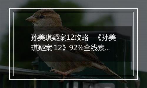 孙美琪疑案12攻略   《孙美琪疑案·12》92%全线索攻略