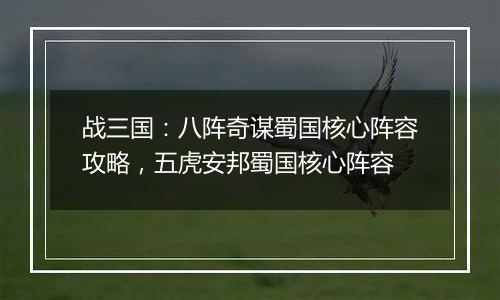 战三国：八阵奇谋蜀国核心阵容攻略，五虎安邦蜀国核心阵容