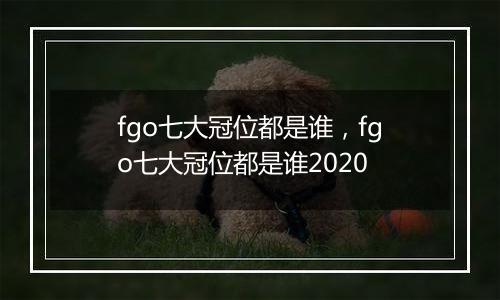 fgo七大冠位都是谁,fgo七大冠位都是谁2020