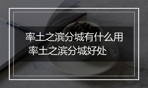 率土之滨分城有什么用 率土之滨分城好处