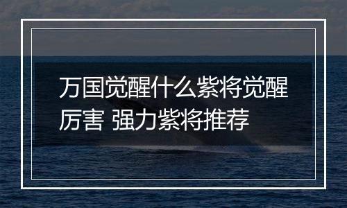 万国觉醒什么紫将觉醒厉害 强力紫将推荐