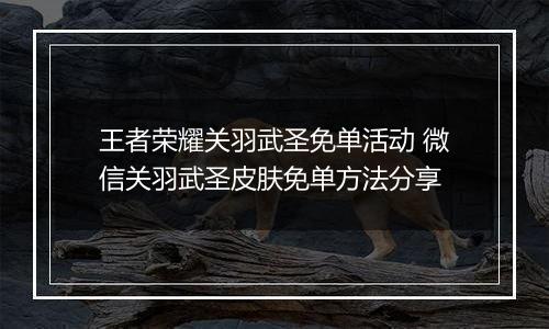 王者荣耀关羽武圣免单活动 微信关羽武圣皮肤免单方法分享