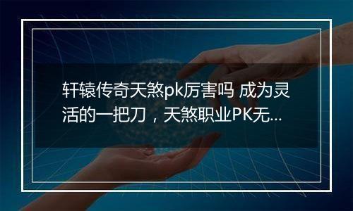 轩辕传奇天煞pk厉害吗 成为灵活的一把刀，天煞职业PK无敌技巧