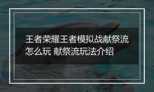 王者荣耀王者模拟战献祭流怎么玩 献祭流玩法介绍