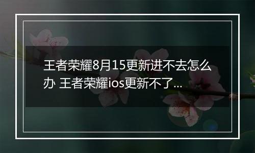 王者荣耀8月15更新进不去怎么办 王者荣耀ios更新不了解决办法