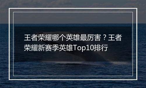 王者荣耀哪个英雄最厉害？王者荣耀新赛季英雄Top10排行