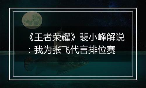 《王者荣耀》裴小峰解说：我为张飞代言排位赛
