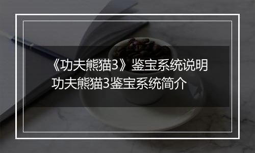 《功夫熊猫3》鉴宝系统说明 功夫熊猫3鉴宝系统简介