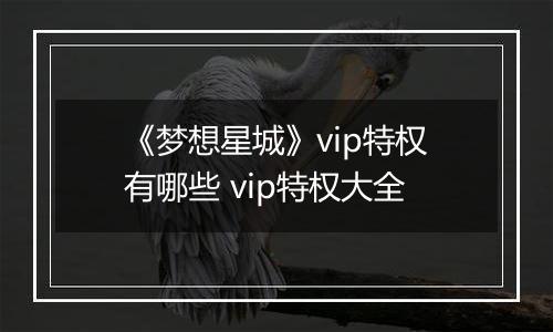 《梦想星城》vip特权有哪些 vip特权大全