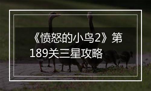 《愤怒的小鸟2》第189关三星攻略