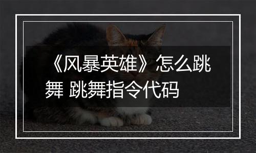 《风暴英雄》怎么跳舞 跳舞指令代码