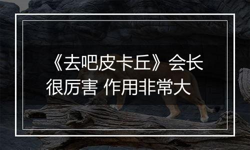 《去吧皮卡丘》会长很厉害 作用非常大