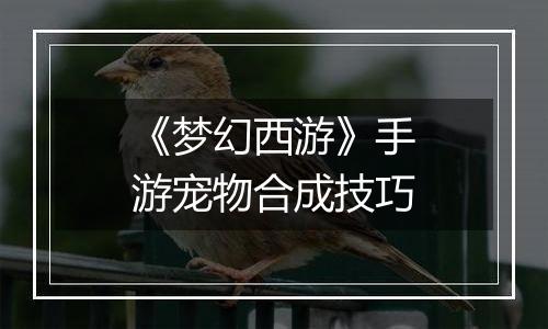 《梦幻西游》手游宠物合成技巧