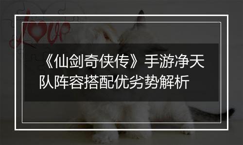 《仙剑奇侠传》手游净天队阵容搭配优劣势解析