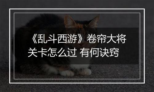 《乱斗西游》卷帘大将关卡怎么过 有何诀窍