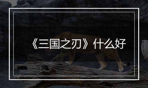 《三国之刃》什么好