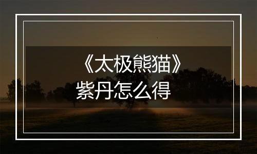 《太极熊猫》紫丹怎么得