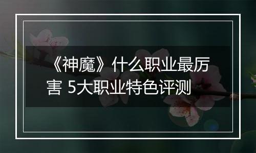《神魔》什么职业最厉害 5大职业特色评测