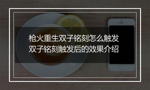 枪火重生双子铭刻怎么触发 双子铭刻触发后的效果介绍